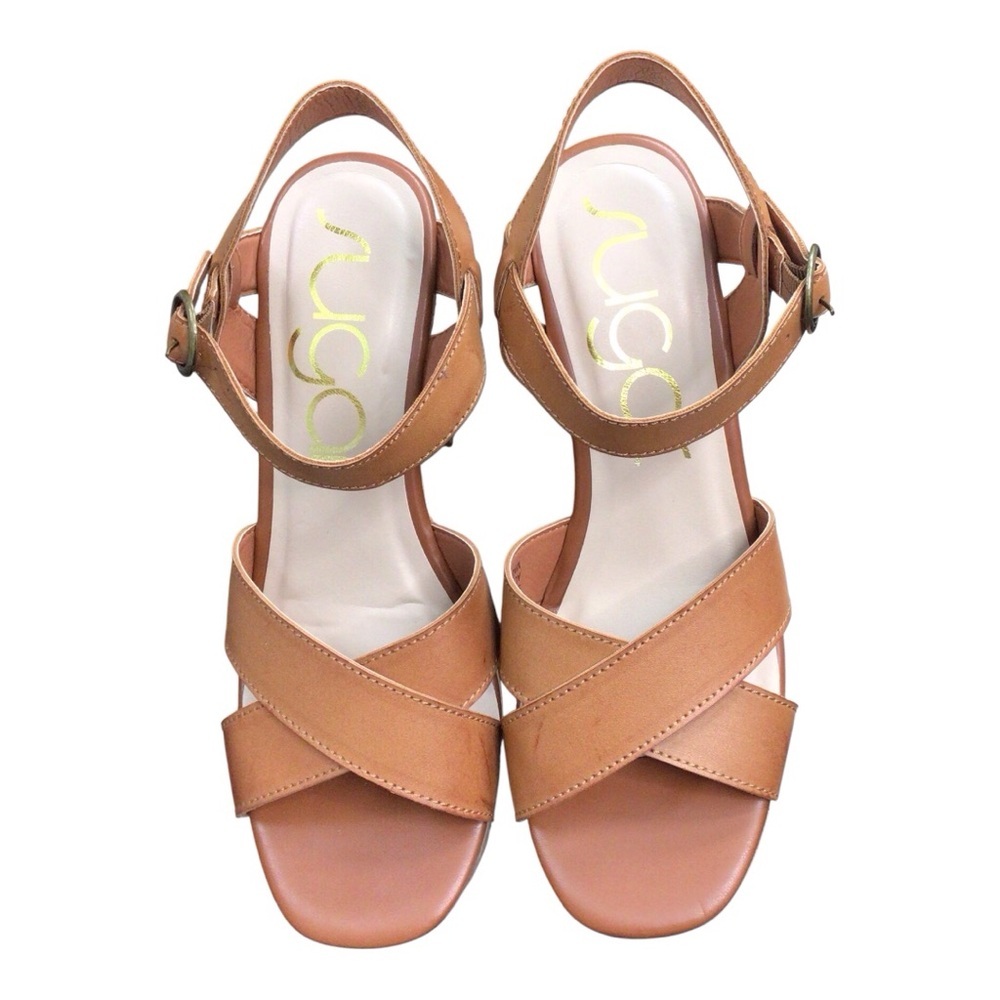 Sugar Tan Sandals with Crisscross Straps and Platform Sole size 9 NWT - Picture 5 of 7